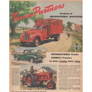 1946 International Harvester Farmall Tractor Vintage Print Ad IH Farm Truck USA